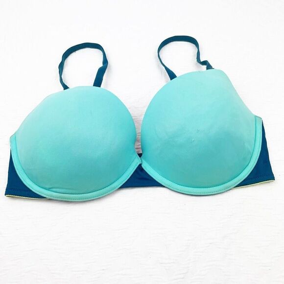 BUY 1 GET 1 FREE Victorias Secret 34dd wear everywhere yellow turquoise bra stru - Picture 1 of 14